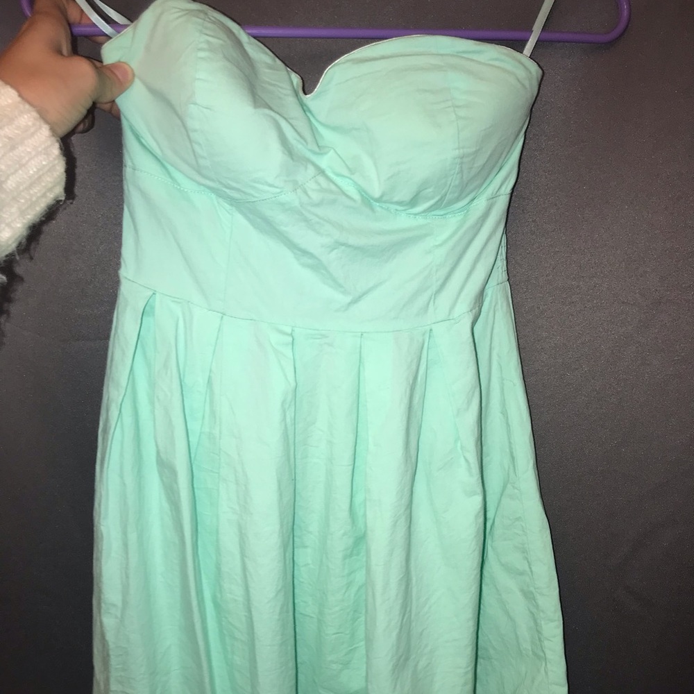 Teal mini dress strapless
